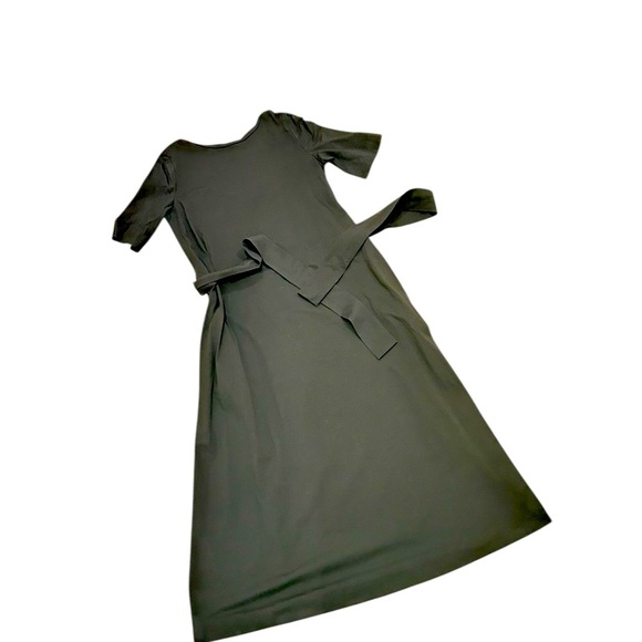 COS Black belted short sleeve Midi Dress pockets midweight size xs - Picture 3 of 10